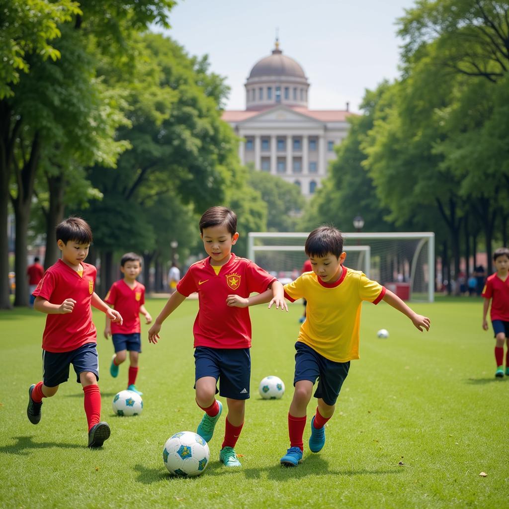 Vietnamese Children Playing Football