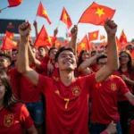 Vietnamese Football Fans Celebrating