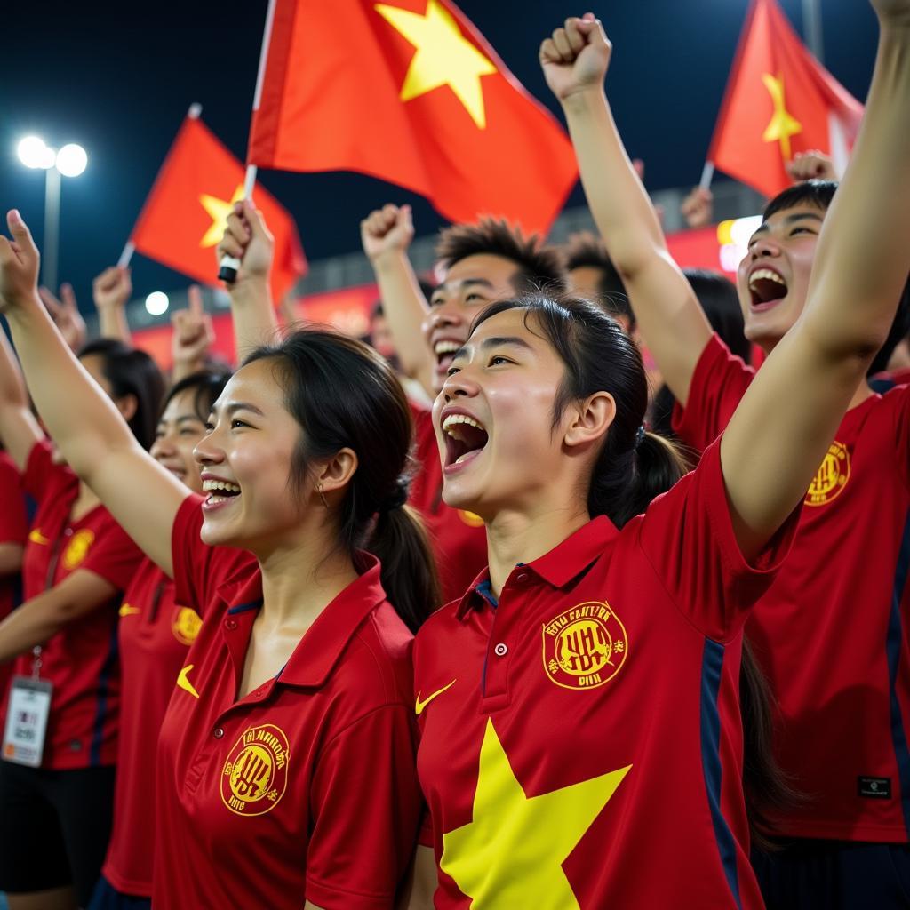 Vietnamese Football Fans Celebrating a Victory