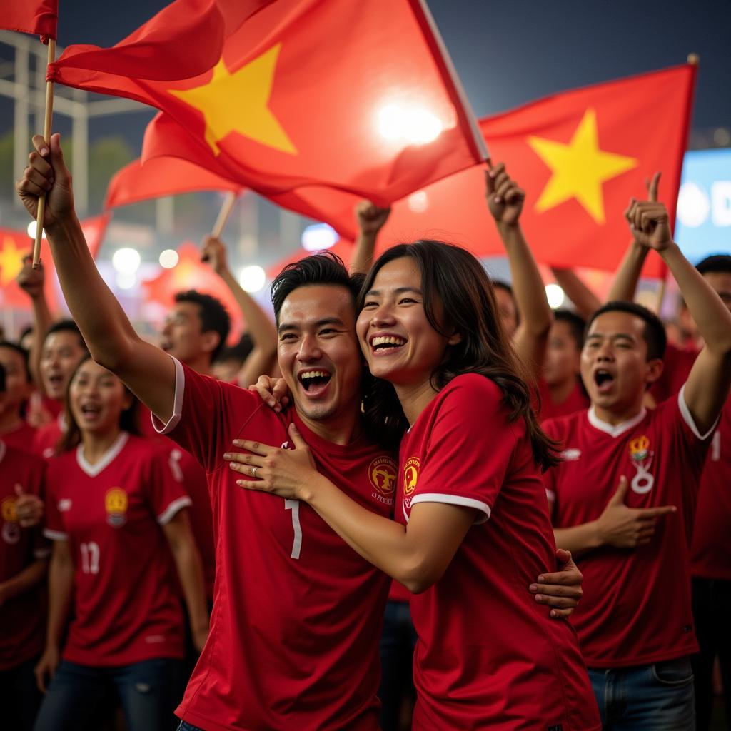 Vietnamese Football Fans Celebrating