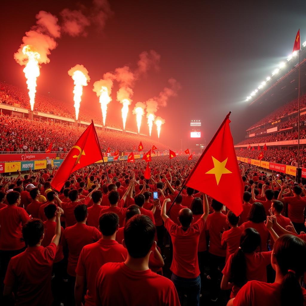 Vietnamese Football Fans Celebrating National Day