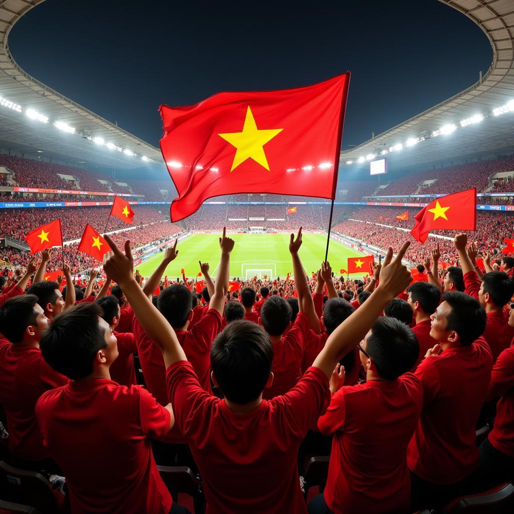 Vietnamese football fans celebrating a victory