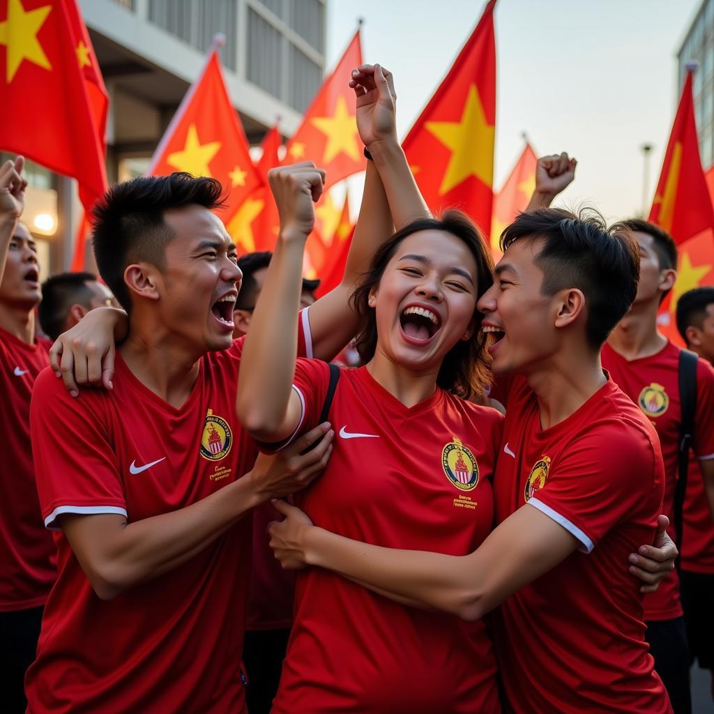 Vietnamese Football Fans Celebrating Victory