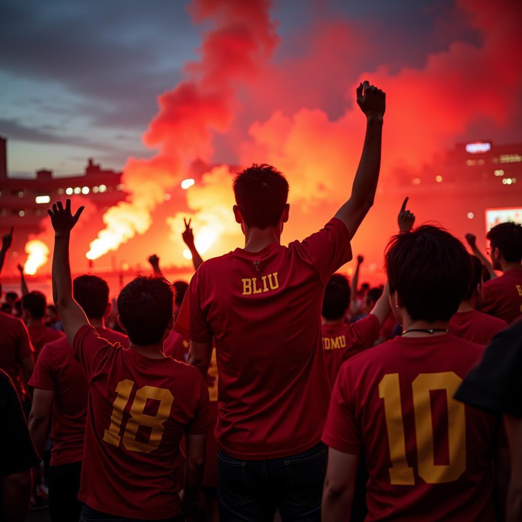 Vietnamese Football Fans Cheering