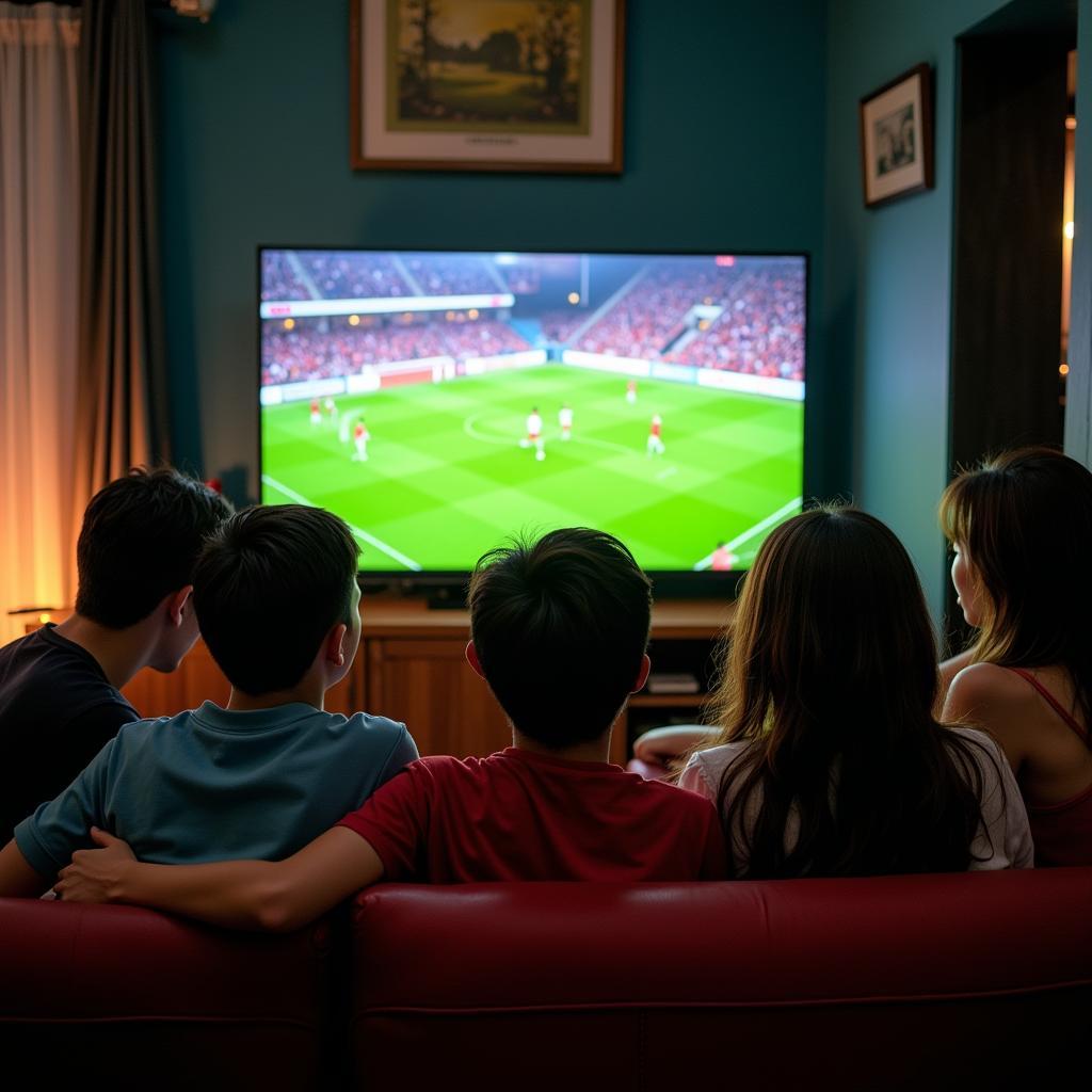 Vietnamese football fans watching a match together