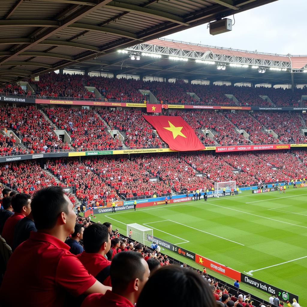 Vietnamese Football Stadium Packed with Fans