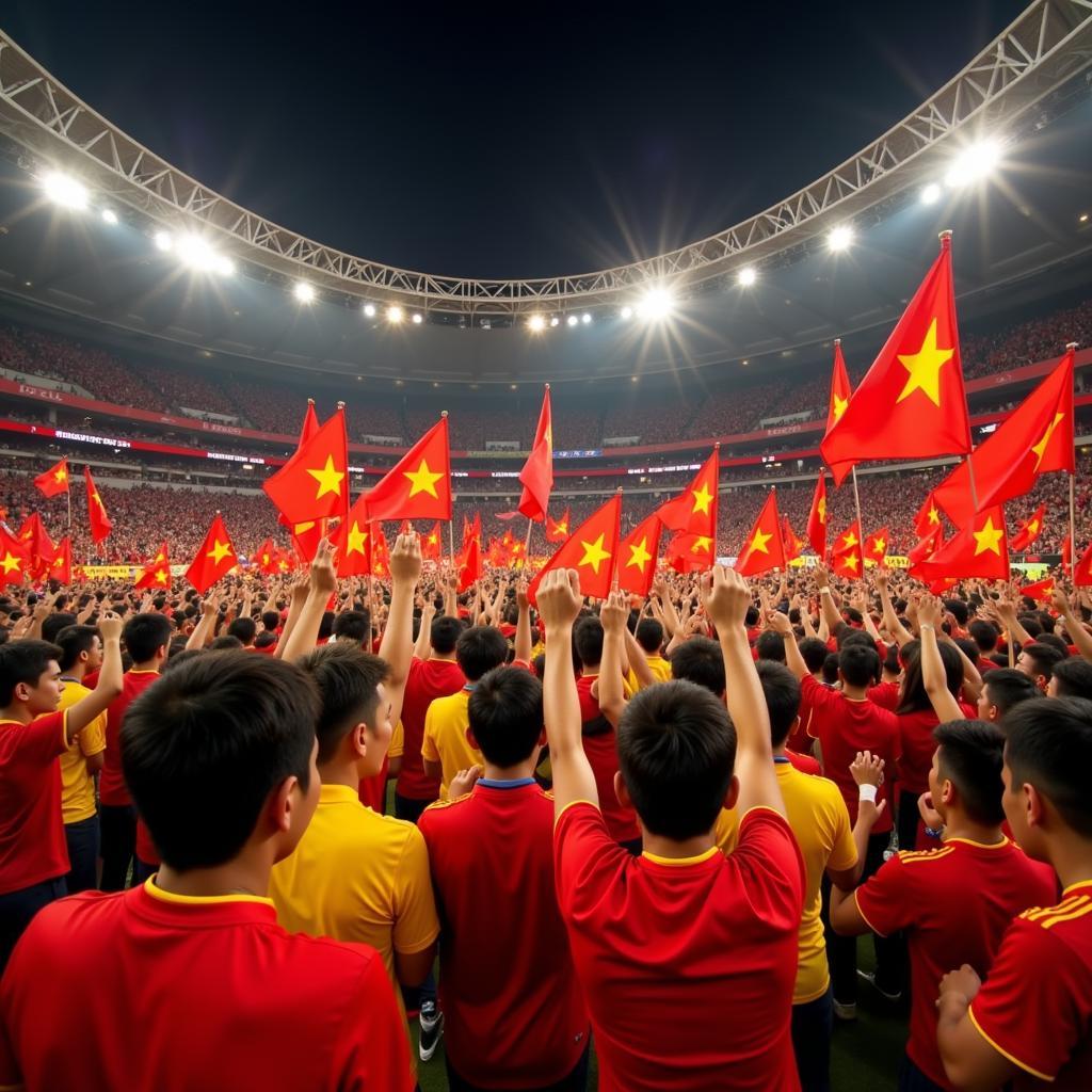 Vietnamese U23 fans celebrate a victory