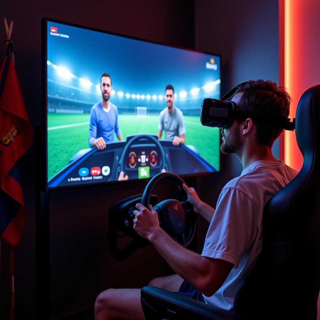 Virtual Reality Driving Simulation with Football Players