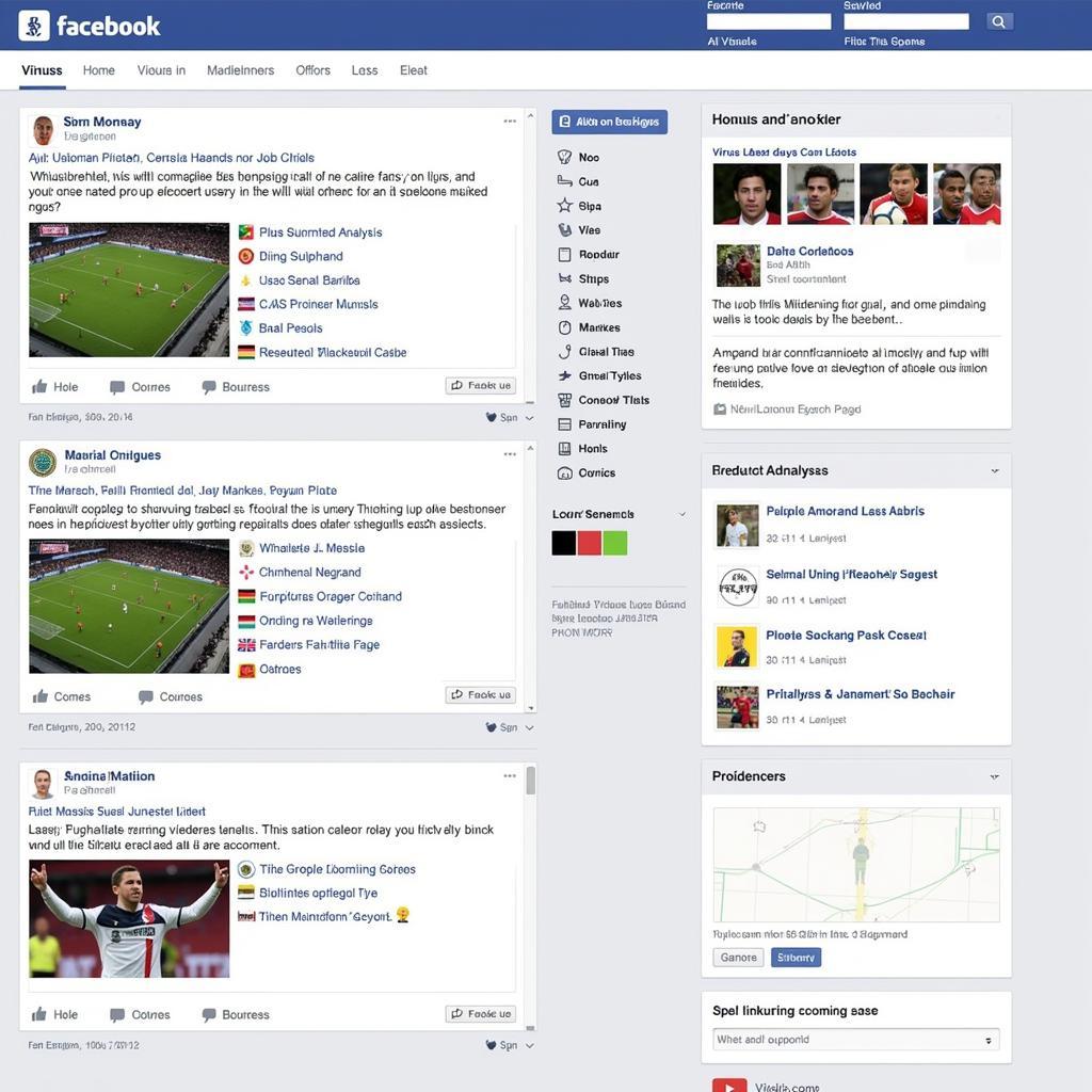 Example of content on Viruss's football fan page