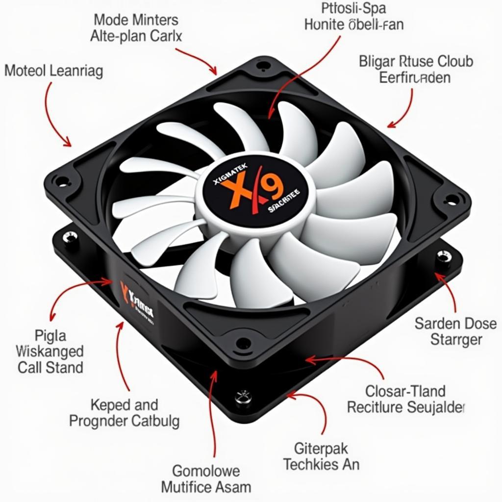 Xigmatek X9 Fan Close-up Showing Features