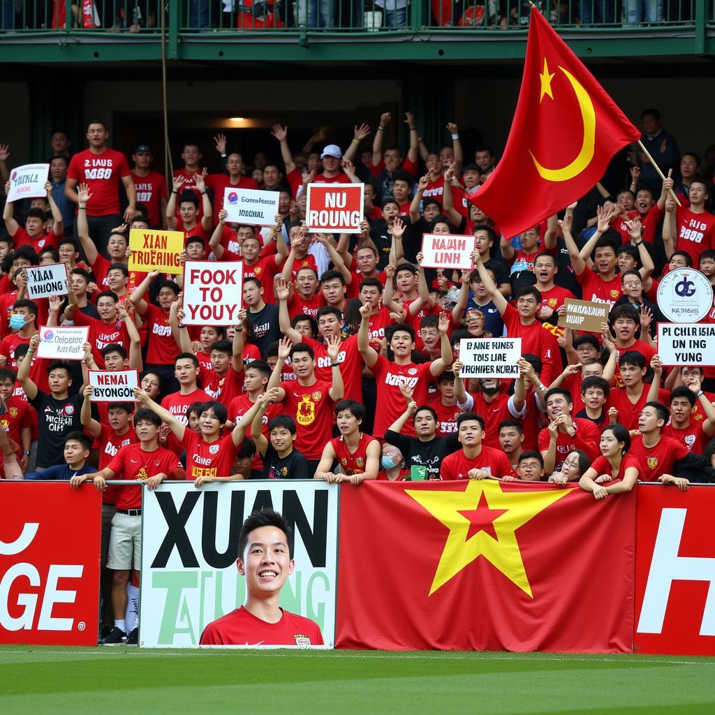 Xuan Truong fan banners at a match