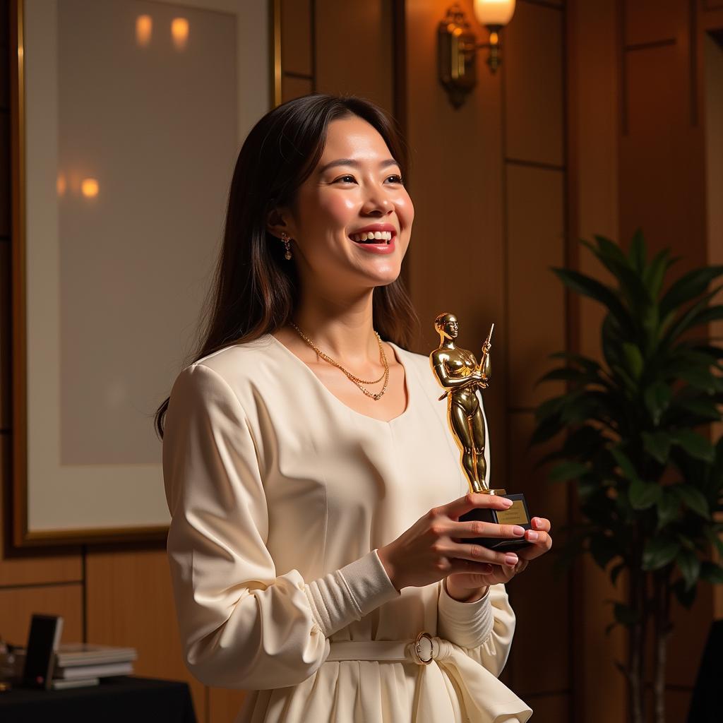 Yoo Yeon Jung Accepting an Award