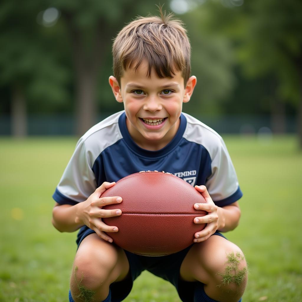 Young Fan Holding a Football