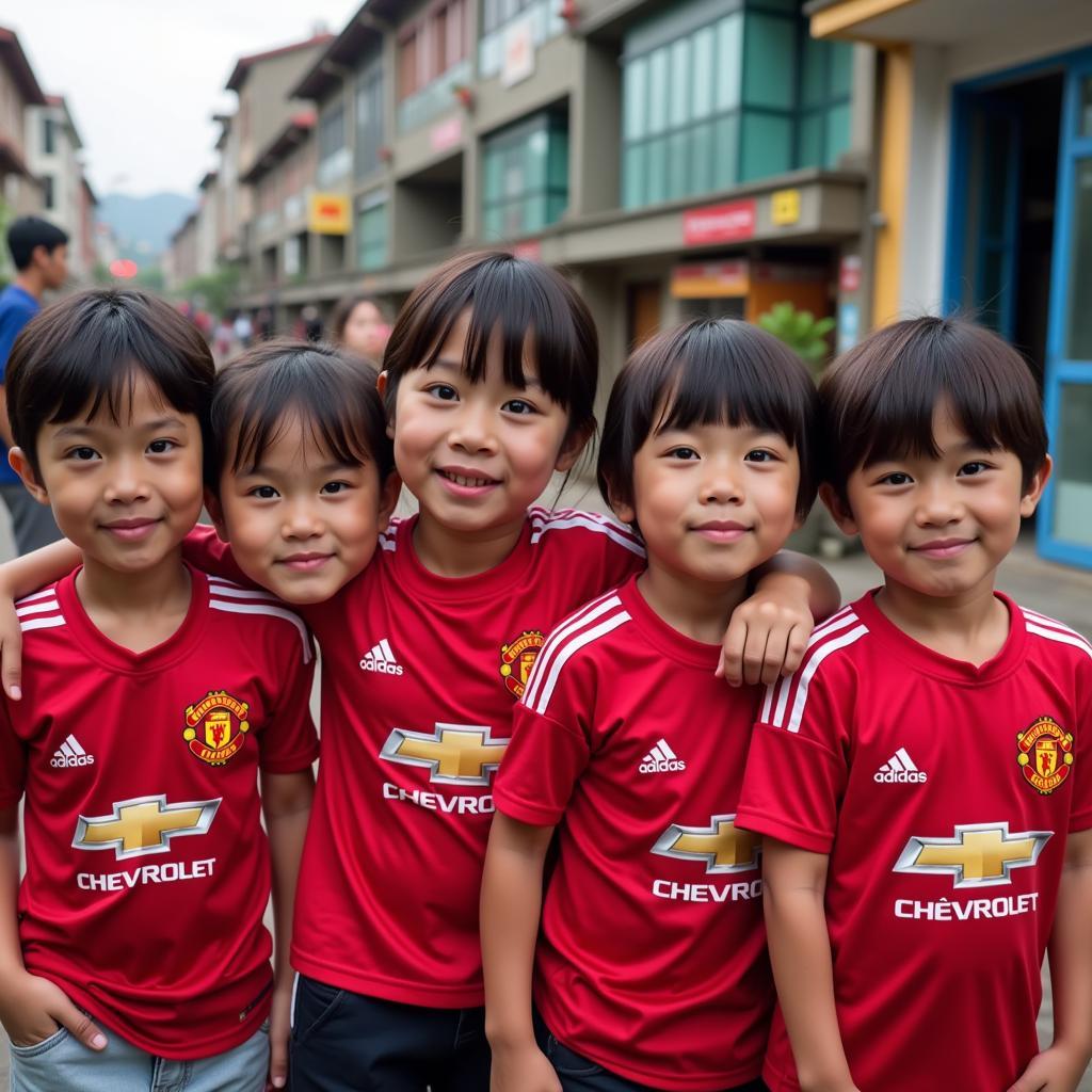 Young Manchester United fans in Vietnam