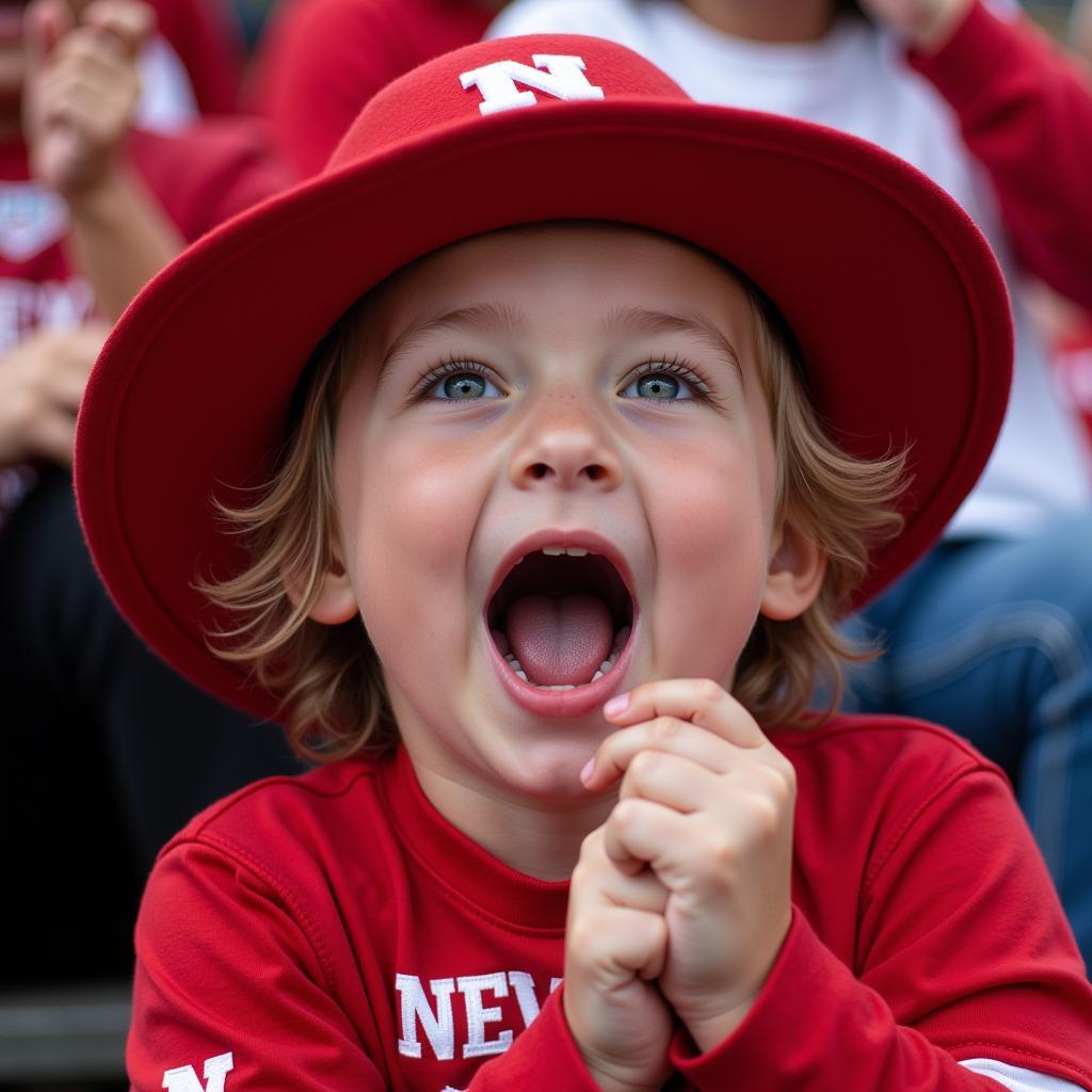 A Young Nebraska Fan Cheers on the Team