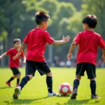 Young Vietnamese Fans Playing Football