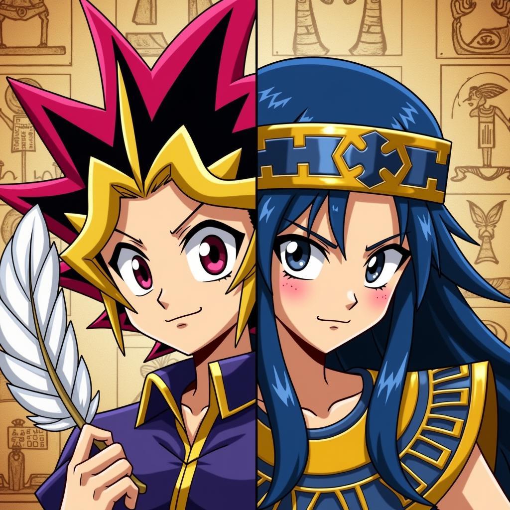 Yugi and Pharaoh Atem: Symbolism of the Fan