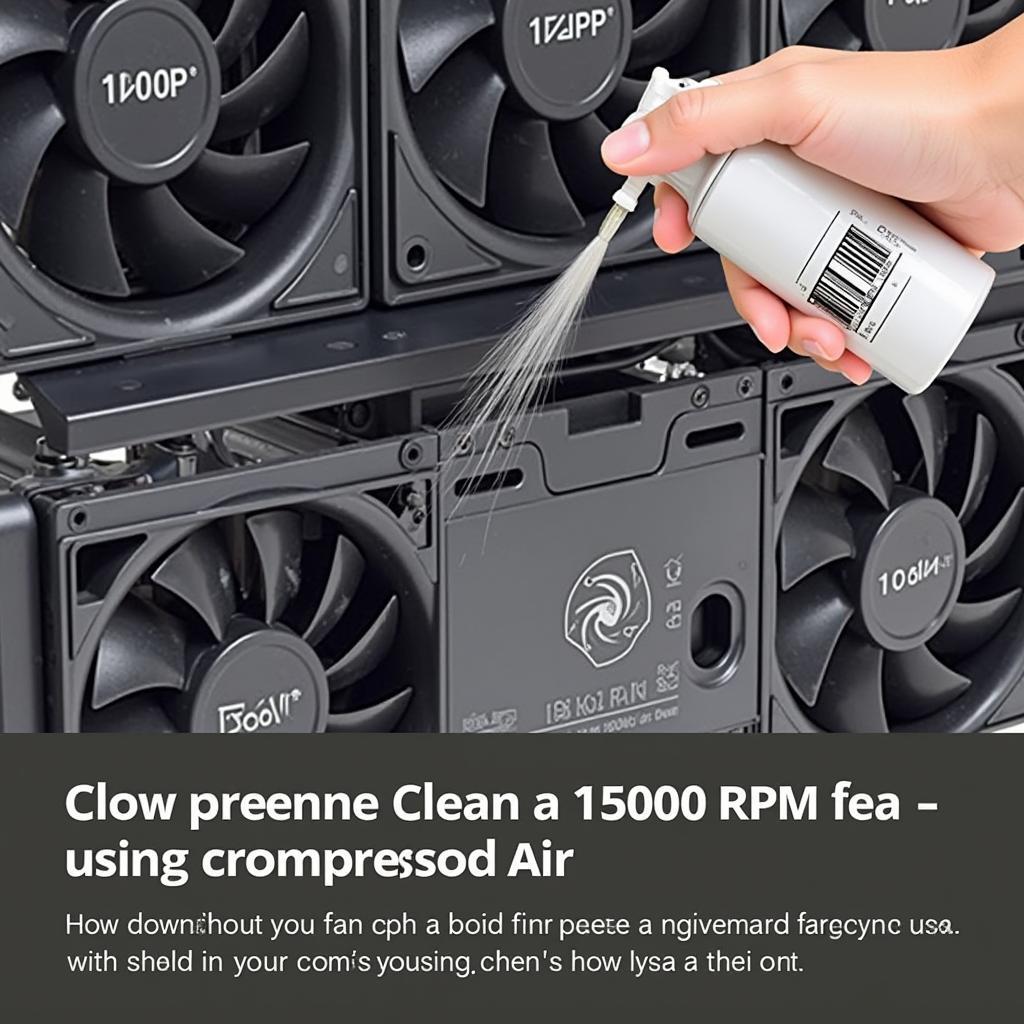 Cleaning a 15000 RPM fan with compressed air.