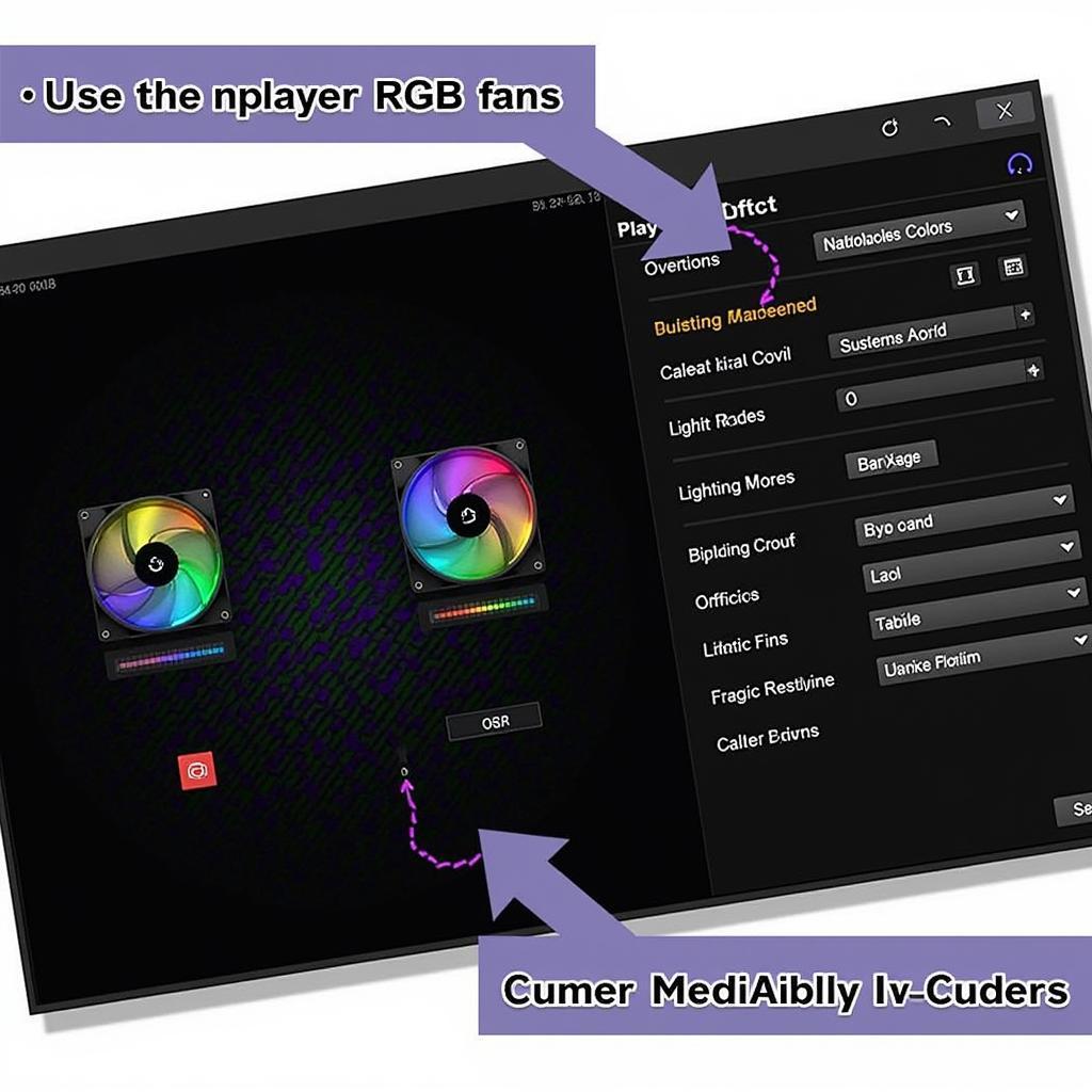 Screenshot of the software interface used to control the lighting effects of 1st player RGB fans, showcasing the various customization options.