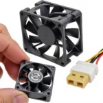 Close-up view of an 8mm PC fan