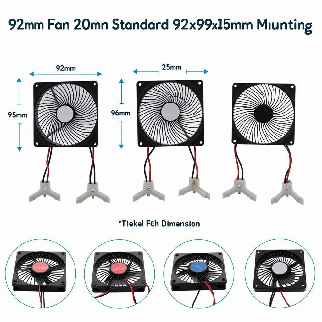 92mm fan sizes and mounting options illustrated