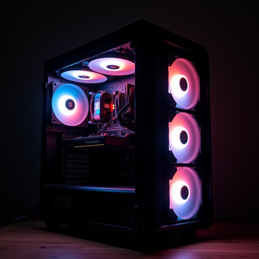 A complete PC build featuring a 9cm LED fan.