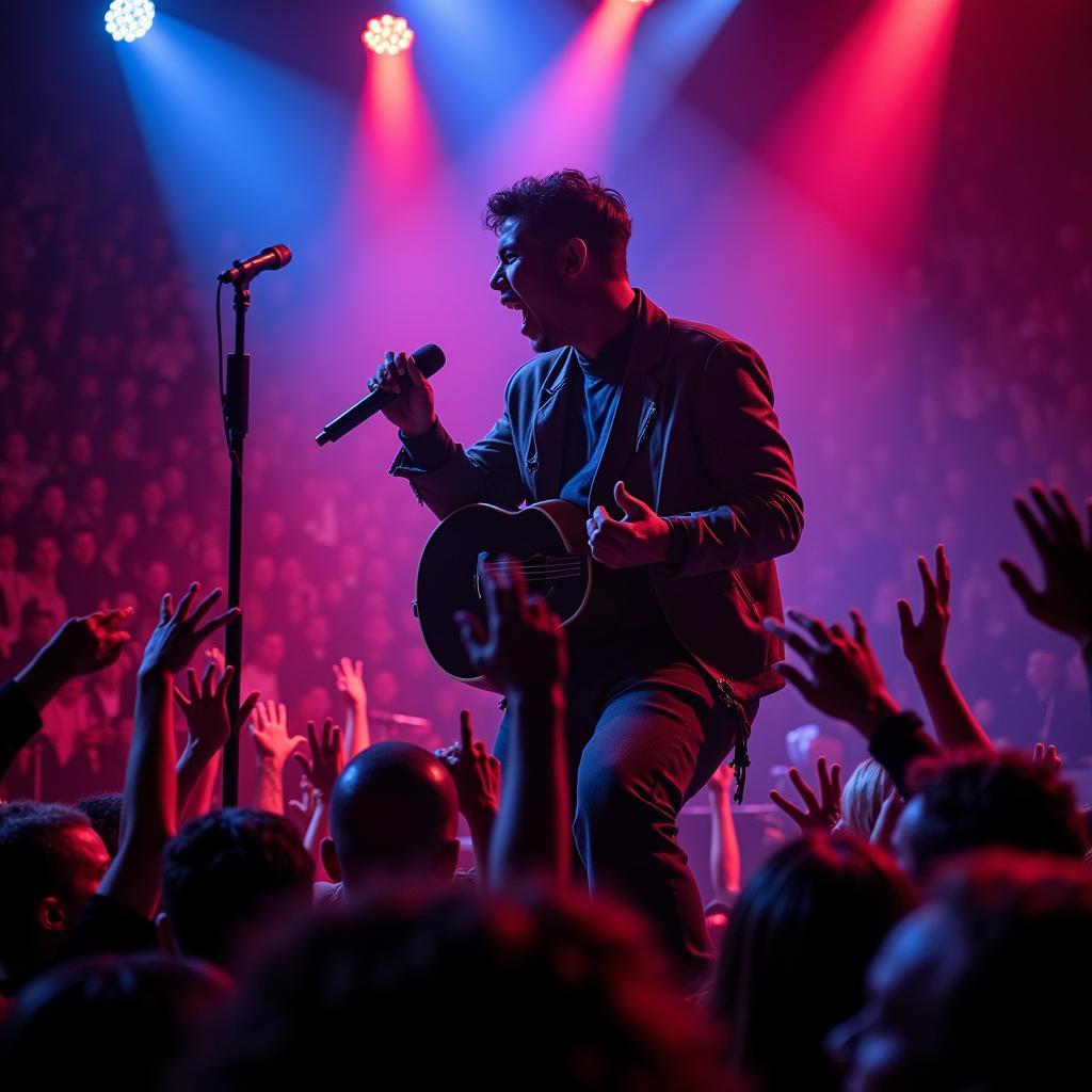 Aarif Lee captivating the audience during a live concert performance.