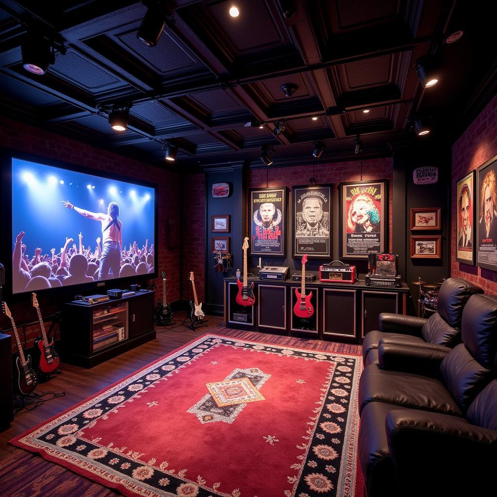 Advanced Rock Fan Room Setup with Stage Lighting and Instruments