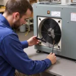 Technician Performing Maintenance on an Ahu Compact Fan