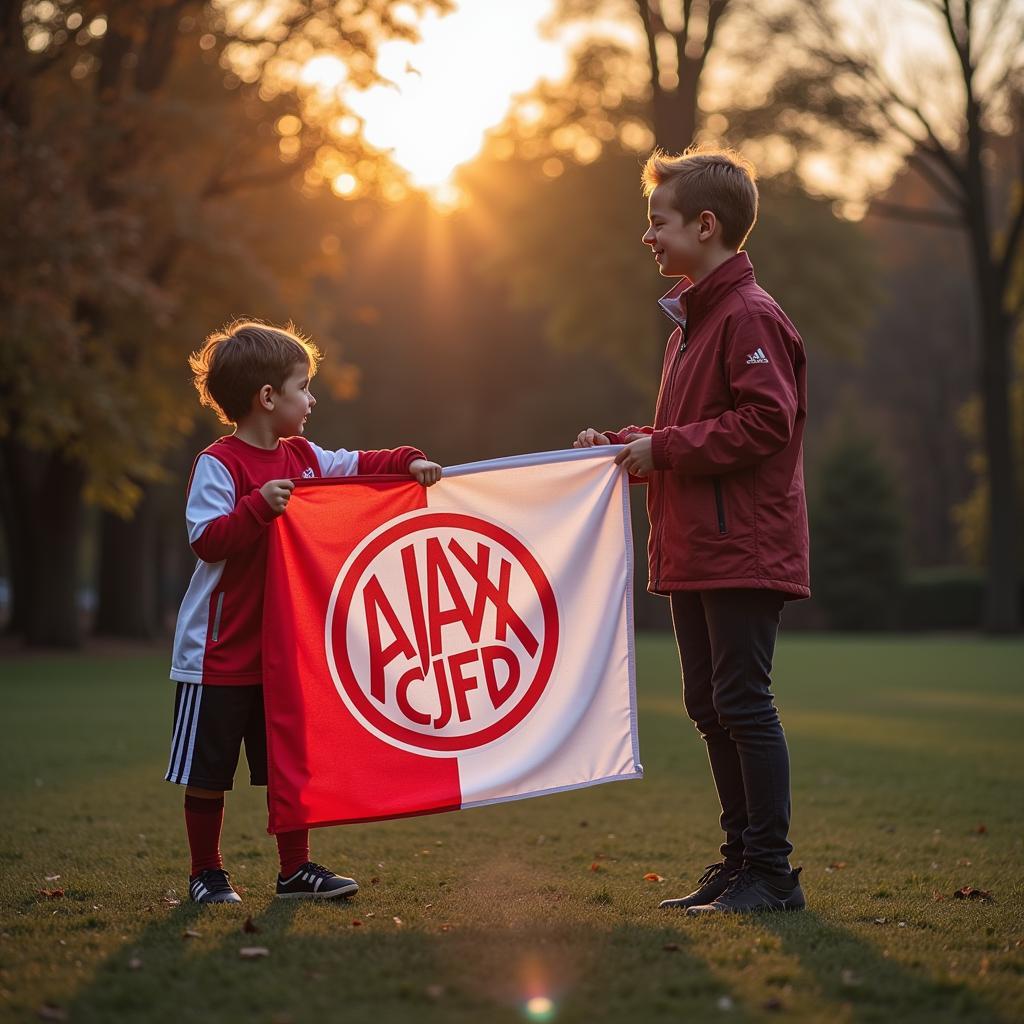 Ajax Amsterdam flag being passed down to future generations