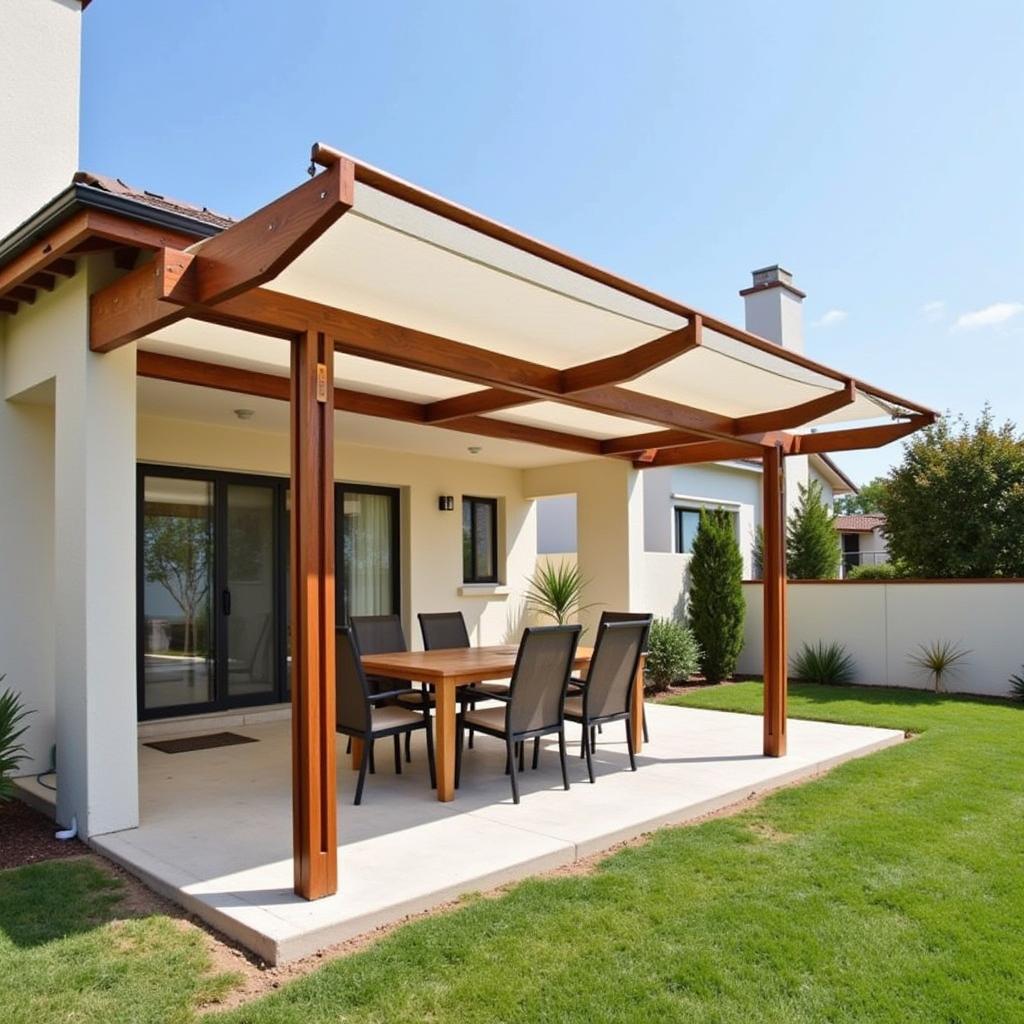 Alumawood fan beams provide shade and style to a patio cover.