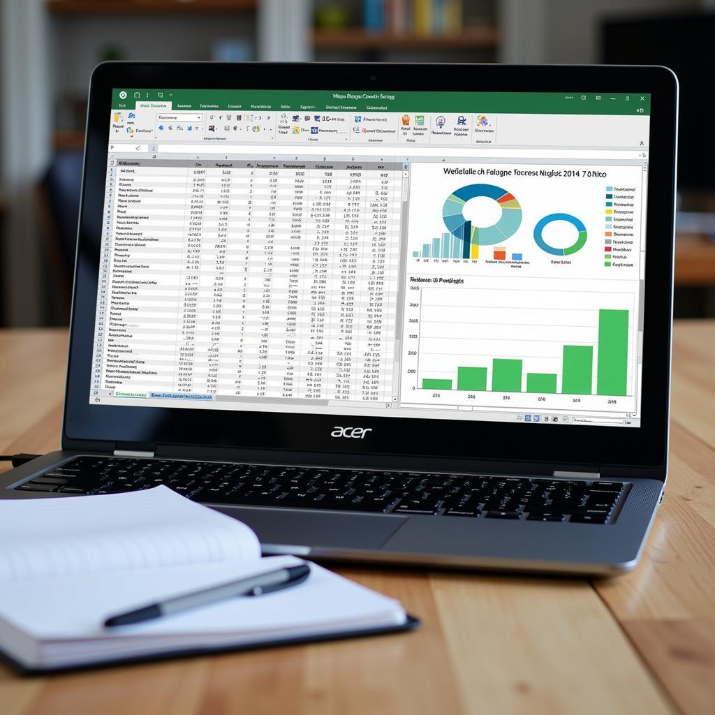 Analyzing football statistics on an Acer laptop