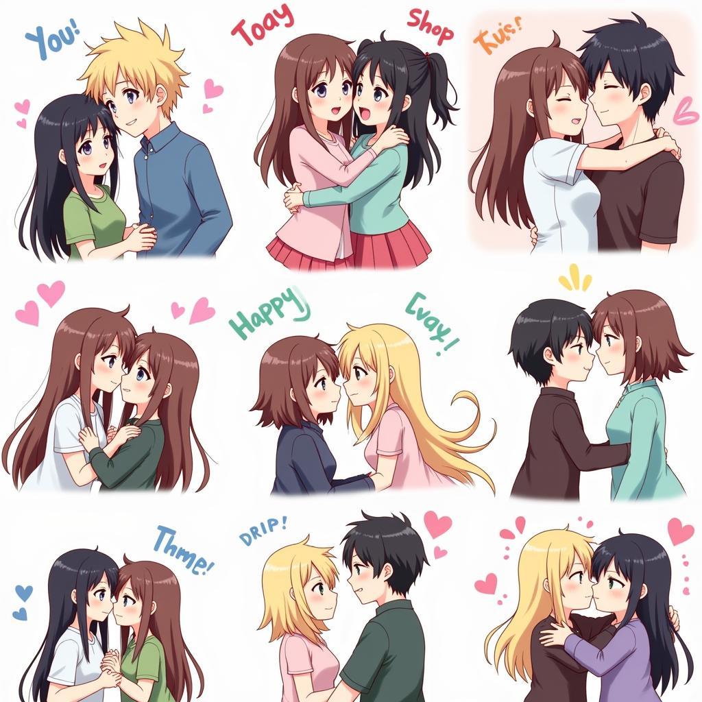 A collection of diverse anime couples fan art on Tumblr