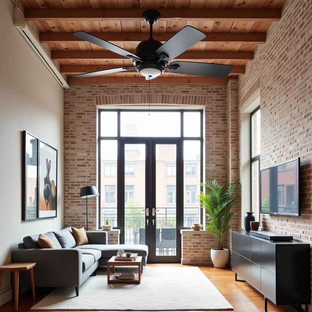 Antique Cast Iron Ceiling Fan in Modern Interior