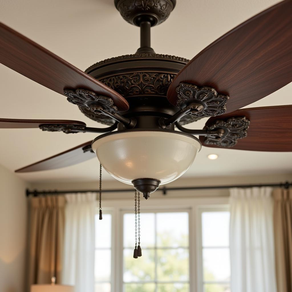 Antique Cast Iron Ceiling Fan in Victorian Style