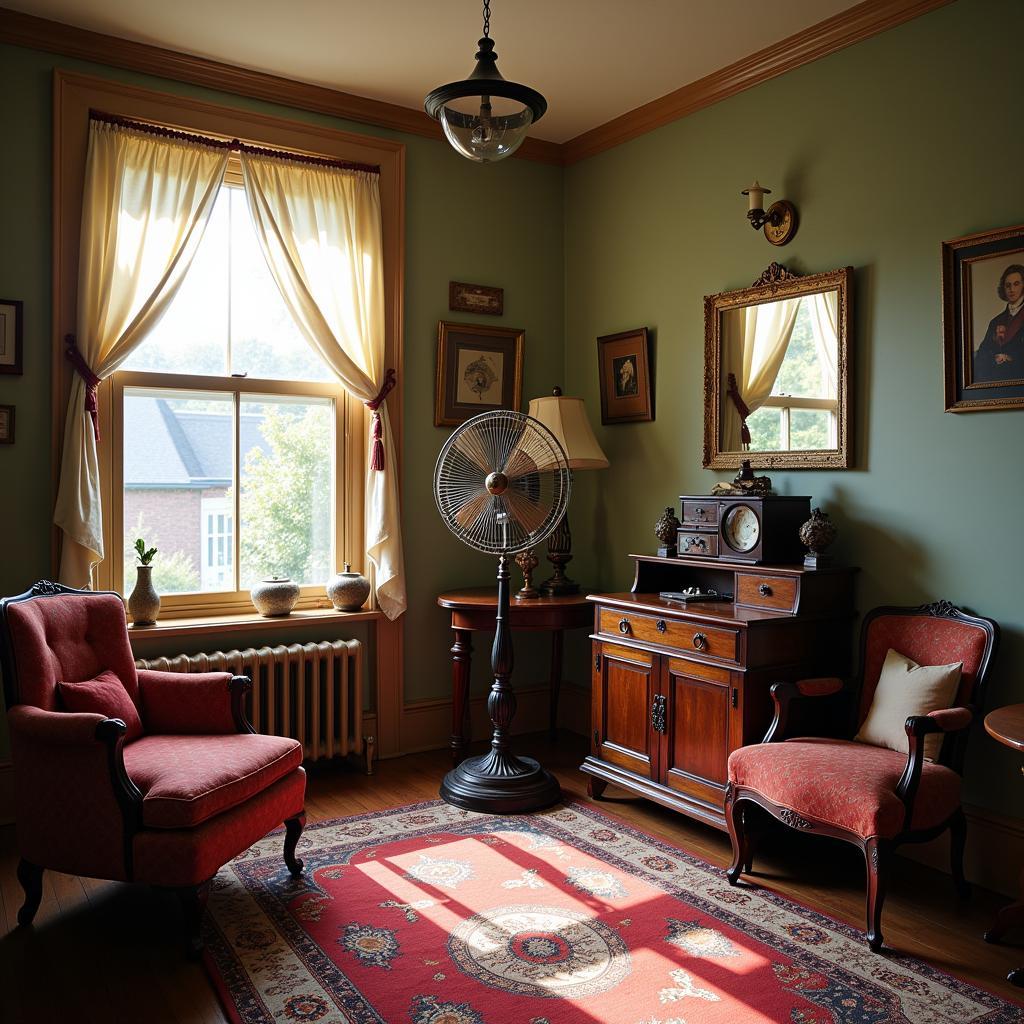 Antique Standing Fan in a Vintage Interior