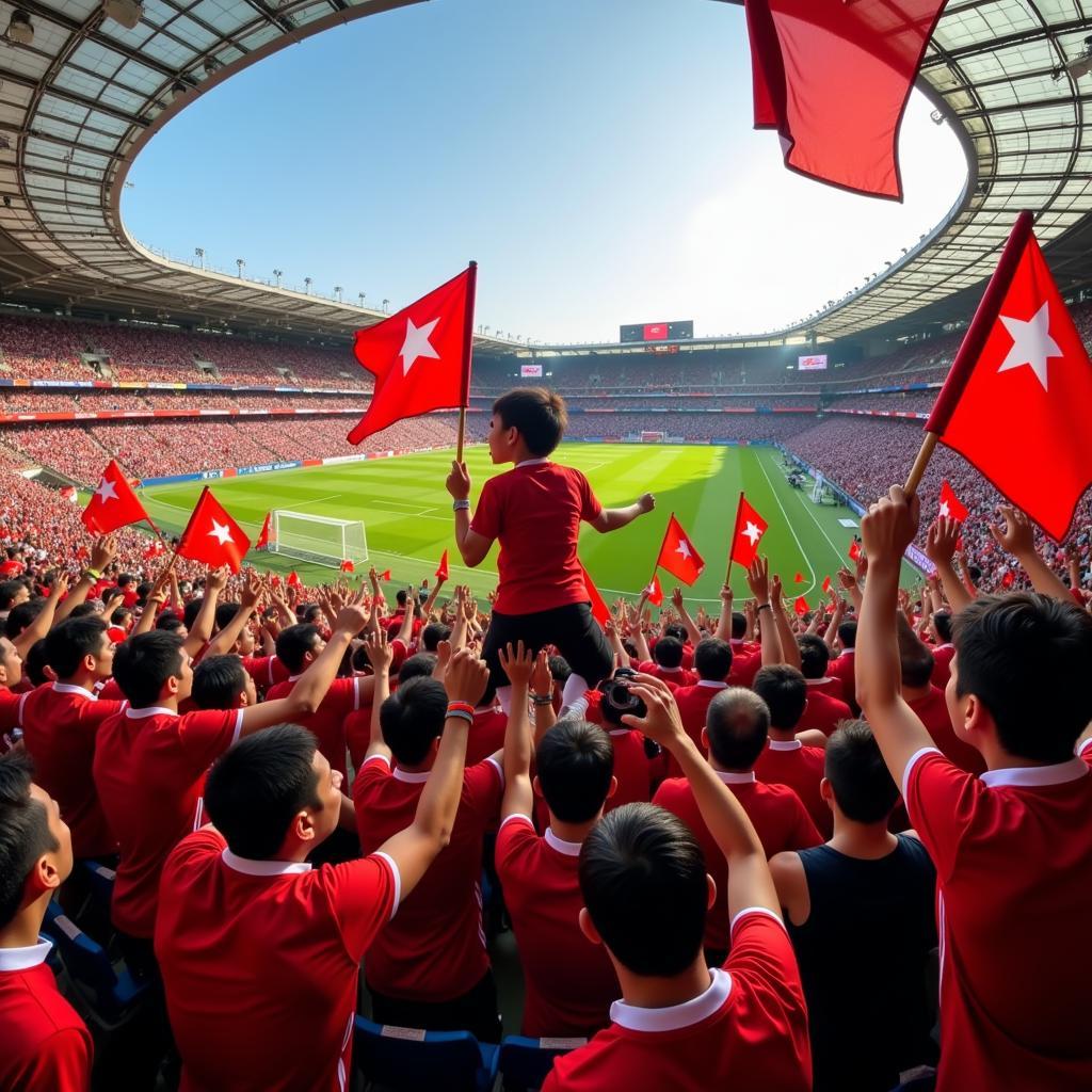 Asian Football Fans Celebrating a Goal