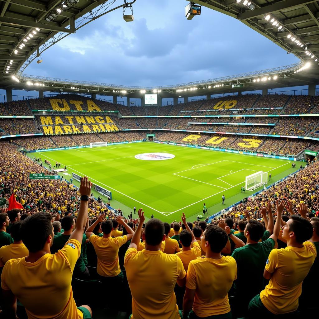 Australian fans singing True Blue at a football match