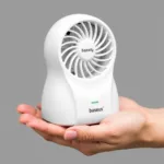 Baseus Firefly Mini Fan White showcasing its portable and compact design.