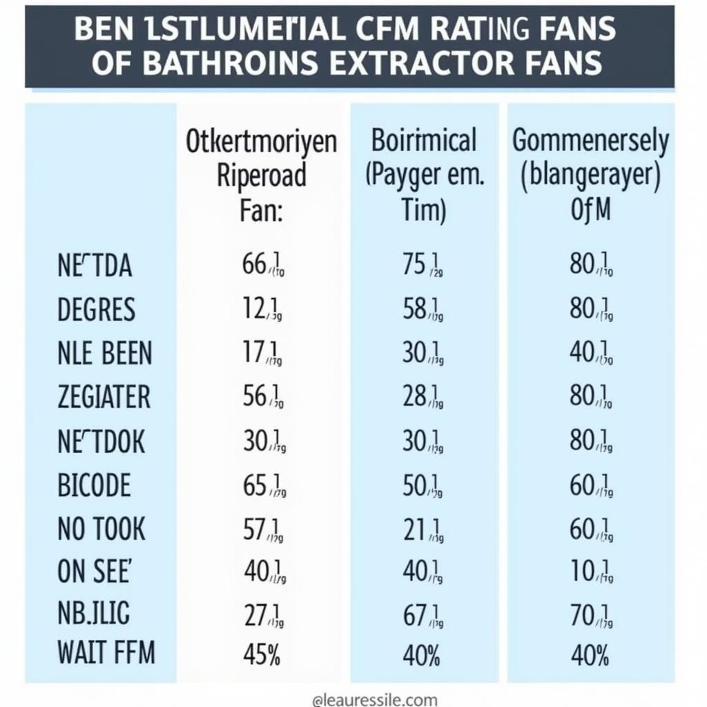 Bathroom Extractor Fan CFM Calculator Chart