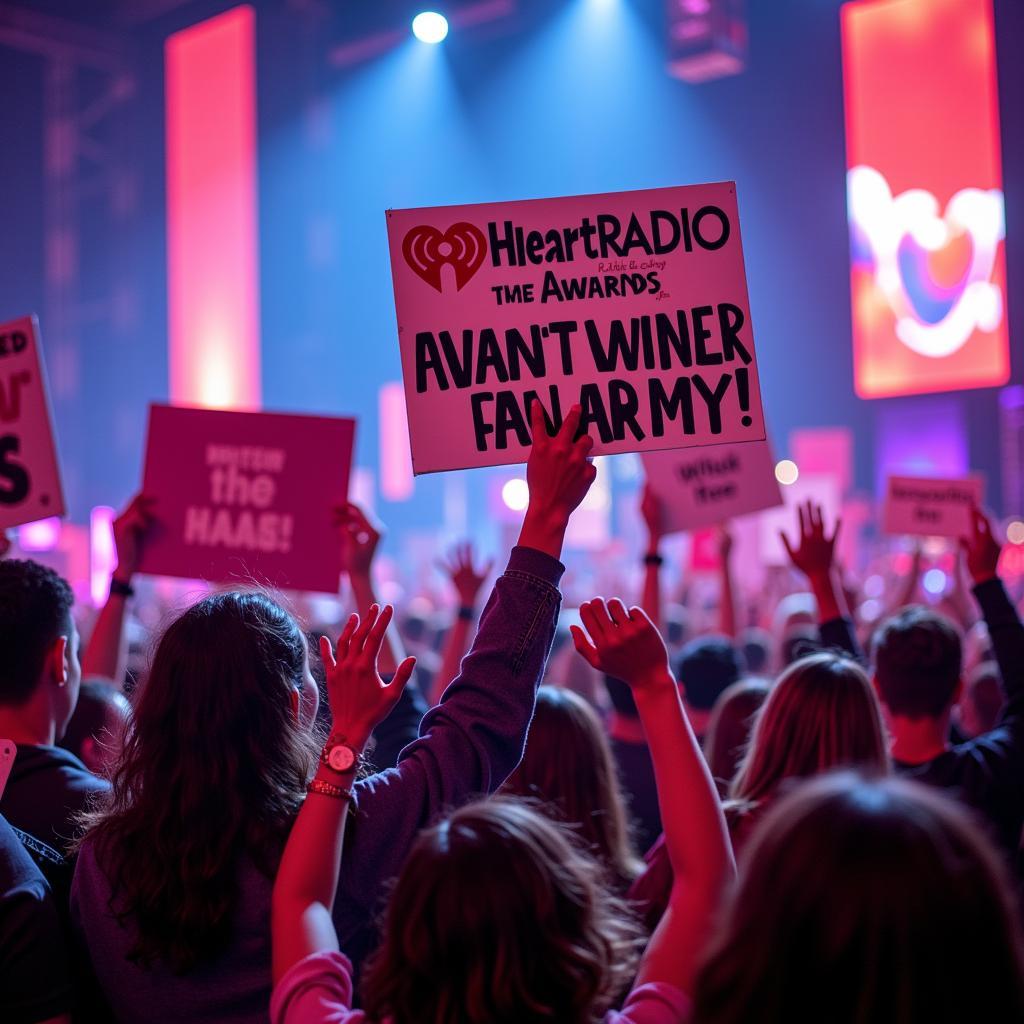 Fans celebrating their favorite artist winning the Best Fan Army award at the 2018 iHeartRadio Music Awards