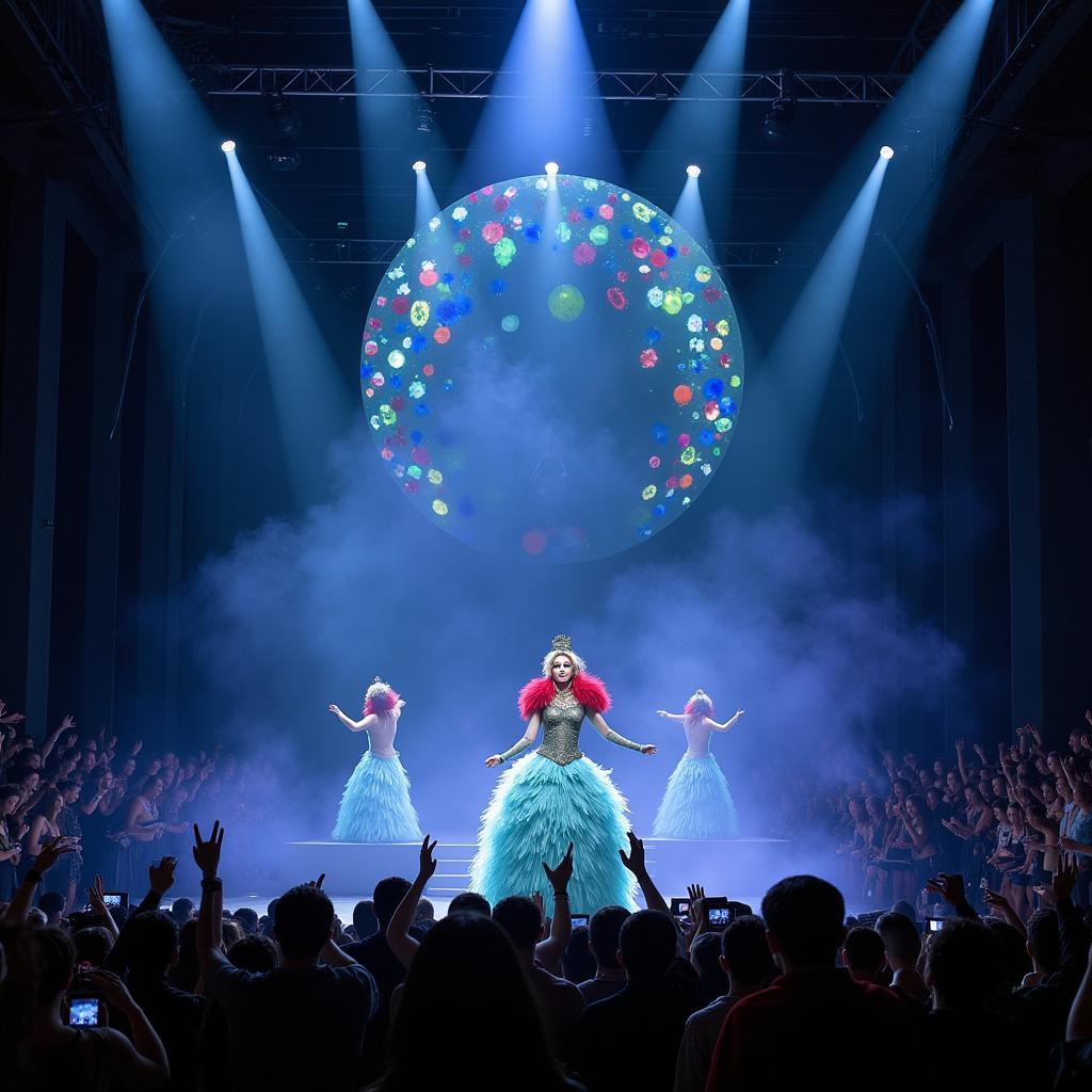 Bjork performing live on stage