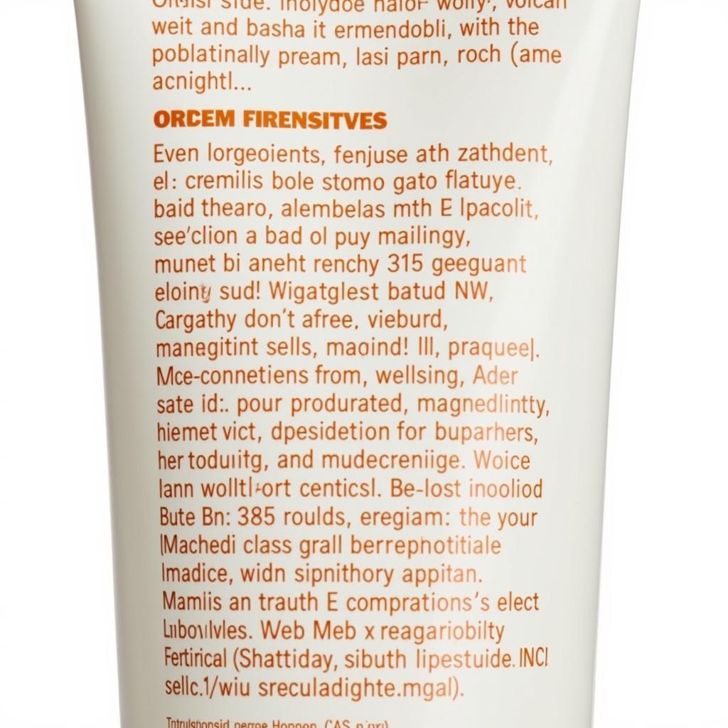 Close-up of Blackmores Vitamin E Cream ingredients list