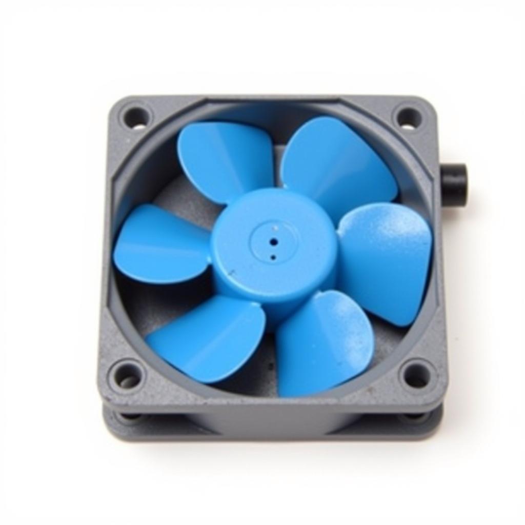 A blue cooling fan for electronic devices.