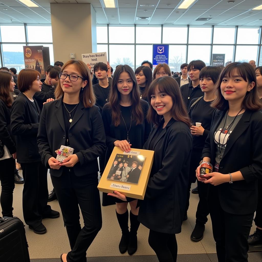 BTS Fans in Black Clothes at the Airport