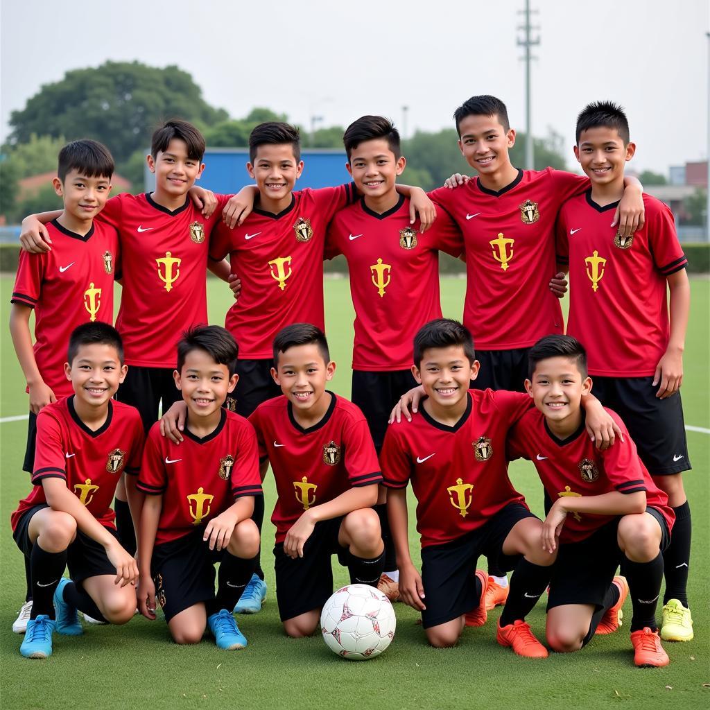 Caodaist Youth Football Team Posing for a Picture