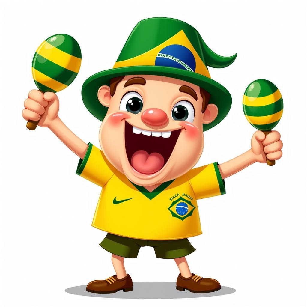 Cartoon Brazil Fan with Maracas PNG