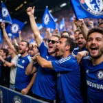 Chelsea Fans Celebrating a Goal