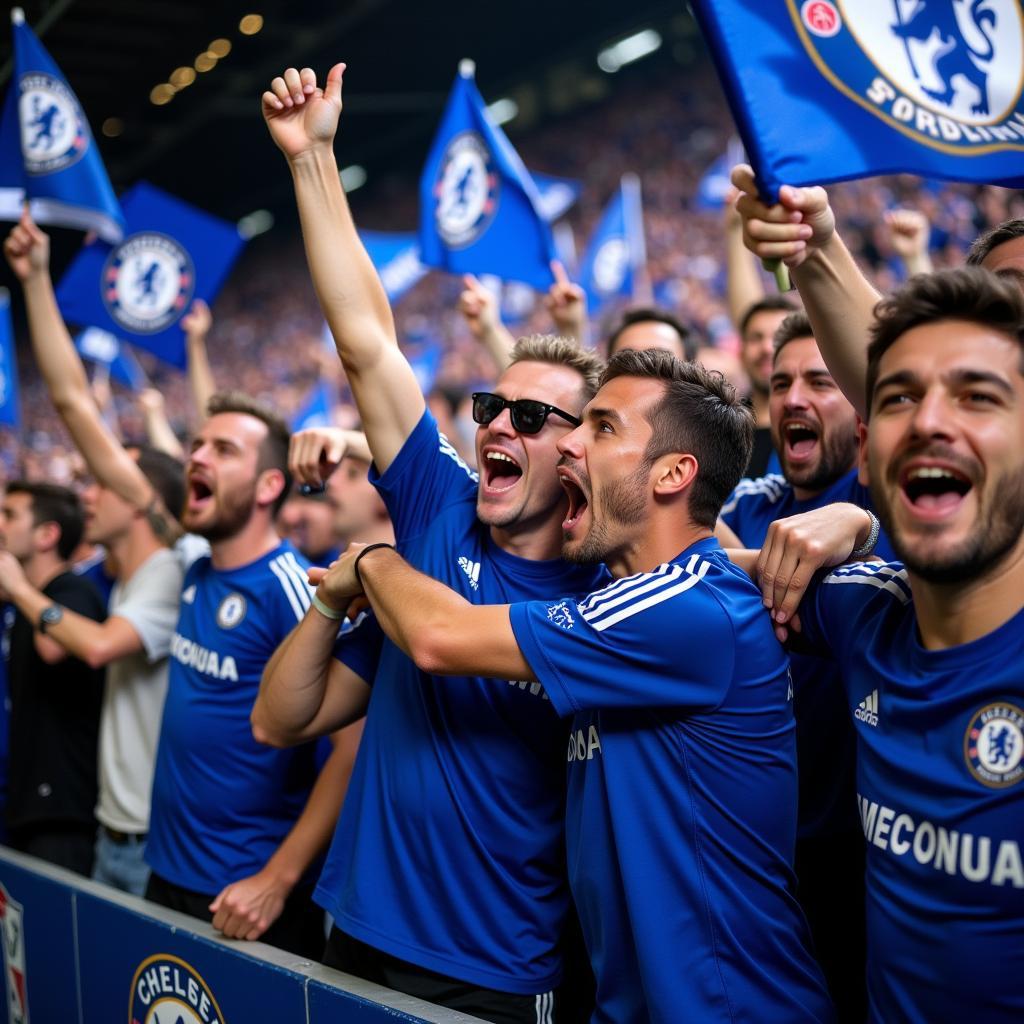 Chelsea Fans Celebrating a Goal