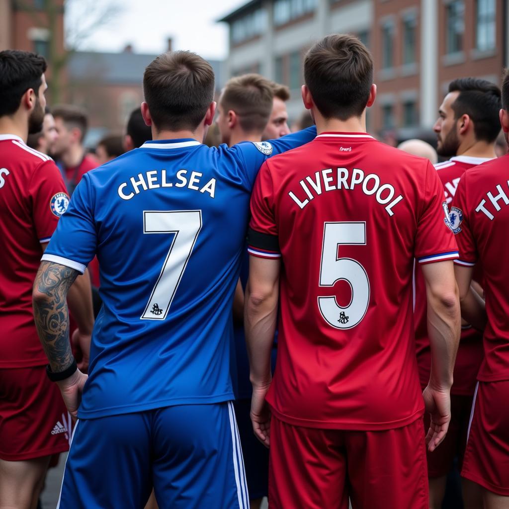 Chelsea and Liverpool fans standing together